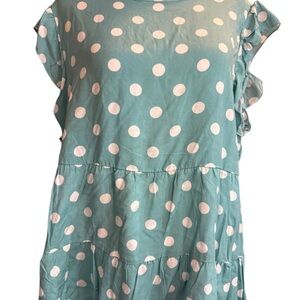 Cooper and Ella Green Polka Dot Summer Casual Top NWT Large